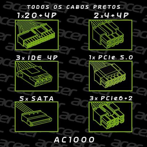 Acer AC1000 1000 W Certificado 80+ Gold Full-Modular ATX