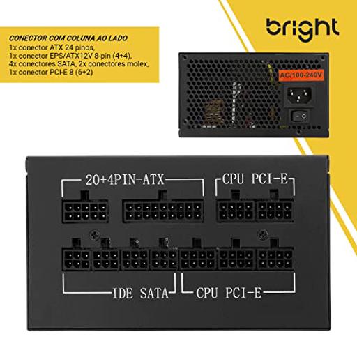 Bright 1000W Preto / Amarelo 1000 W Full-Modular ATX12V