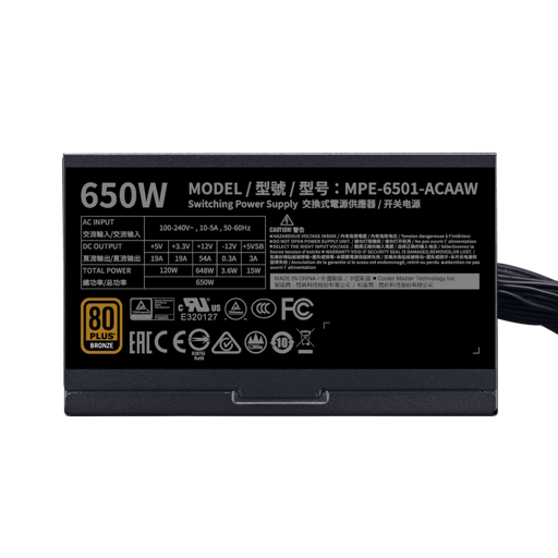 Cooler Master MWE Bronze V2 Full Range 650W 650 W Certificado 80+ Bronze  ATX12V