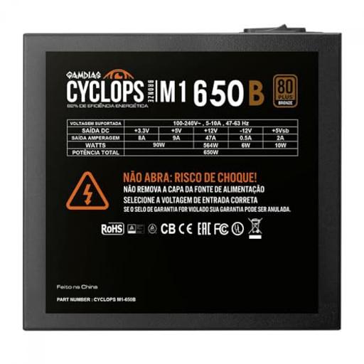 Gamdias Cyclops M1-650B 650 W Certificado 80+ Bronze  ATX
