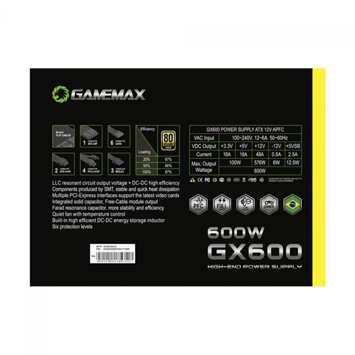 Gamemax GX 600W 600 W Certificado 80+ Gold  ATX12V