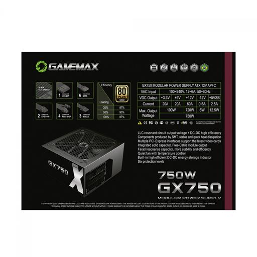 Gamemax GX 750W 750 W Certificado 80+ Gold Full-Modular ATX12V