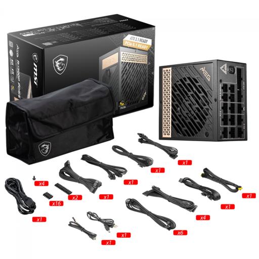 MSI Ai1300P PCIE5 1300 W Certificado 80+ Platinum Full-Modular ATX