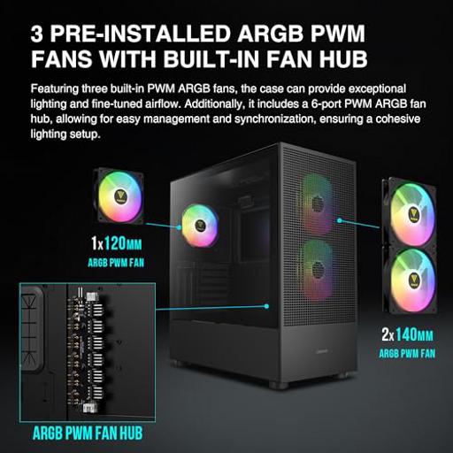 Gamdias Talos M3 Mesh ARGB ATX Mid Tower (Preto)