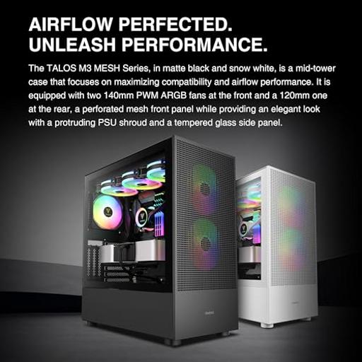 Gamdias Talos M3 Mesh ARGB ATX Mid Tower (Preto)