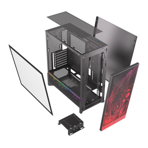 Redragon Strafe Flow Infernal Dragon ATX Mid Tower (Preto / Vermelho)