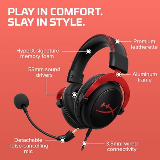 HyperX Cloud II Preto / Vermelho Com fio