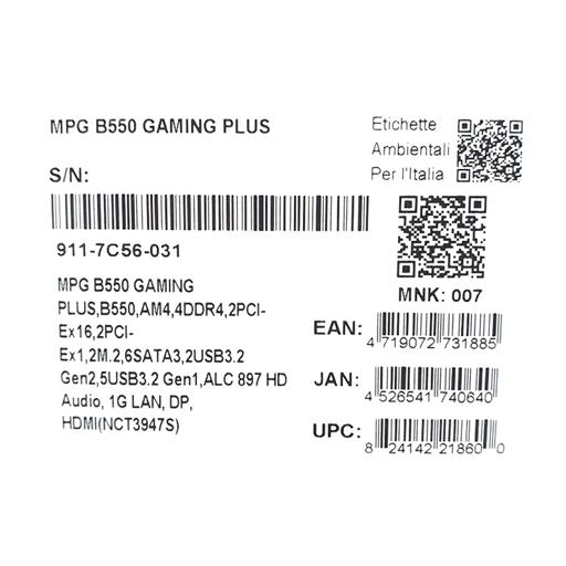 MSI MPG B550 GAMING PLUS ATX AM4