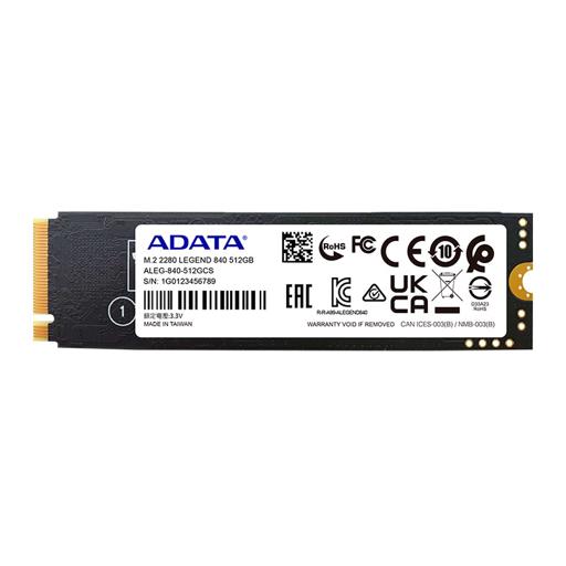 ADATA 840 Series 512 GB M.2-2280  PCIe 3.0 X4  NVME SSD