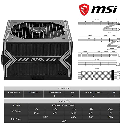 MSI MAG A650BN 650W 650 W Certificado 80+ Bronze Full-Modular ATX12V